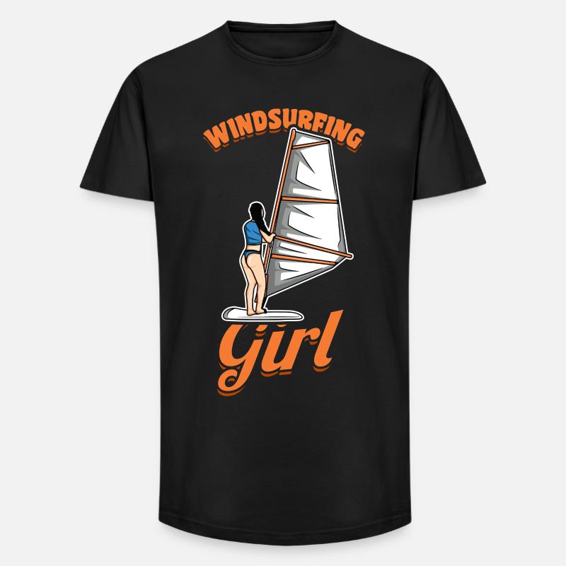 Mädchen Windsurferin - Long Fit Männer T-Shirt - Schwarz