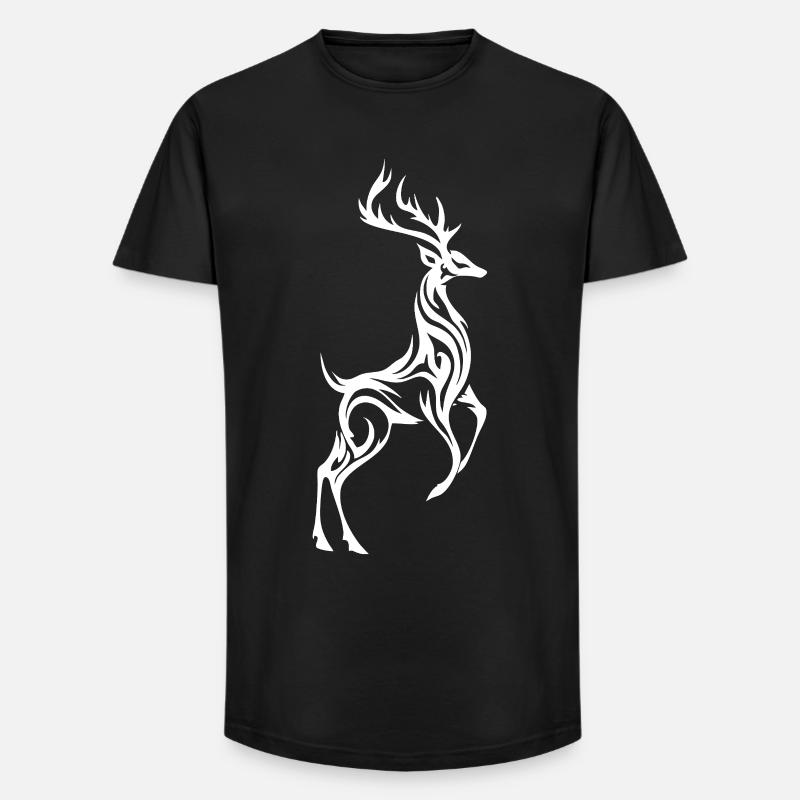 Wilder Hirsch-Silhouette - Long Fit Männer T-Shirt - Schwarz