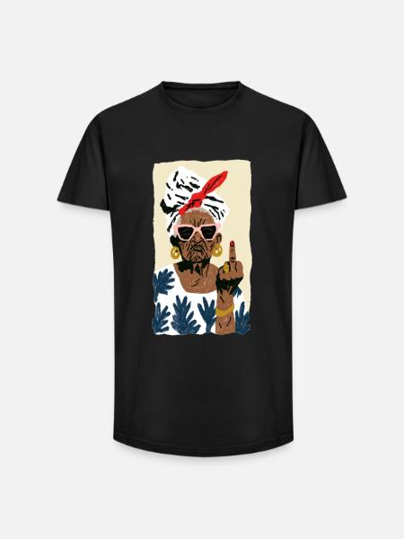 Style Grand-mère Espiègle - T-shirt coupe longue homme - noir