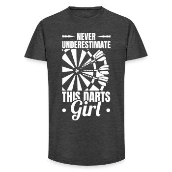 Ne sous-estimez jamais cette fille dard - T-shirt coupe longue homme - charbon - Devant - AI Model Male 185 light (185cm)