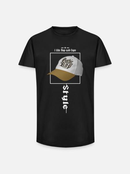 I like rap and caps - Long Fit Men's T-Shirt - black