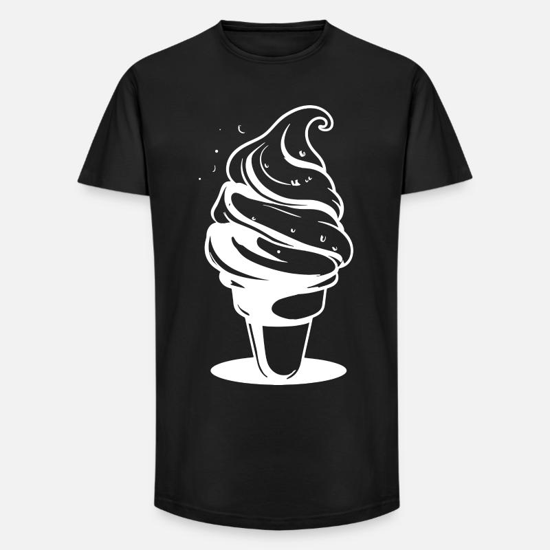 Dessin de crème glacée molle - T-shirt coupe longue homme - noir