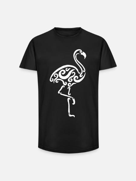 Flamant blanc - T-shirt coupe longue homme - noir