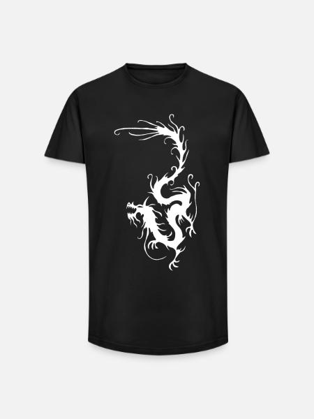 Dragon de fumée blanche - T-shirt coupe longue homme - noir