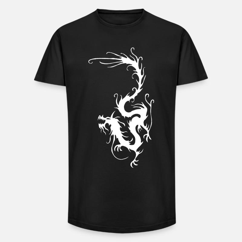 Weißer Rauch Drache - Long Fit Männer T-Shirt - Schwarz