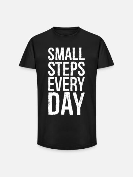 small steps every day - Long Fit Men's T-Shirt - black