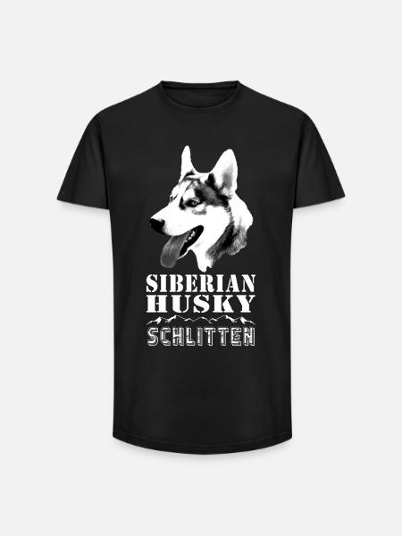 Sibirischer Husky mit Alpenlandschaft - Schlitten - Long Fit Männer T-Shirt - Schwarz