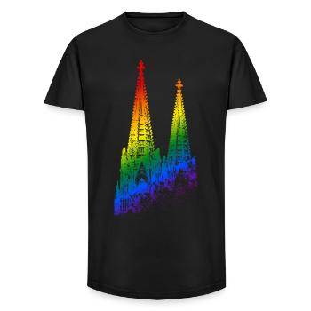 Kölner Dom LGBTQ Pride Regenbogen Silhouette Köln - Long Fit Männer T-Shirt - Schwarz - Vorne - AI Model Male 185 light (185cm)