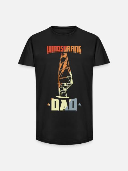 Daddy Windsurfing - Long Fit Men's T-Shirt - black