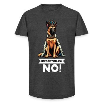 Before You Ask Malinois Belgian Shepherd Dog - Long Fit Men's T-Shirt - charcoal grey - Front - AI Model Male 185 light (185cm)