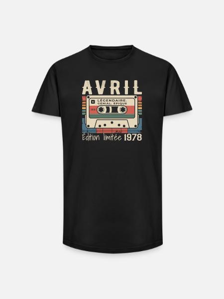 April 1978 - Long Fit Men's T-Shirt - black