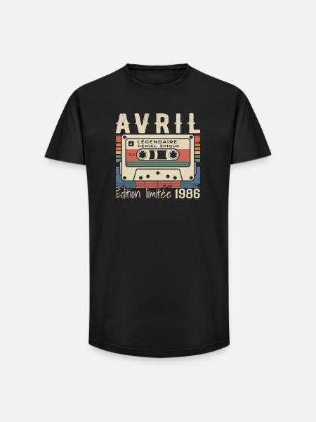 avril 1986 April 1986  - T-shirt coupe longue homme - noir