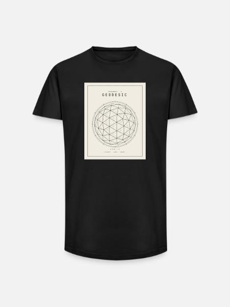 Geodesian Sphere Geometry Pattern - Long Fit Men's T-Shirt - black