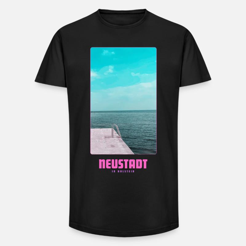 Neustadt in Holstein _ Ostsee  - Long Fit Männer T-Shirt - Schwarz