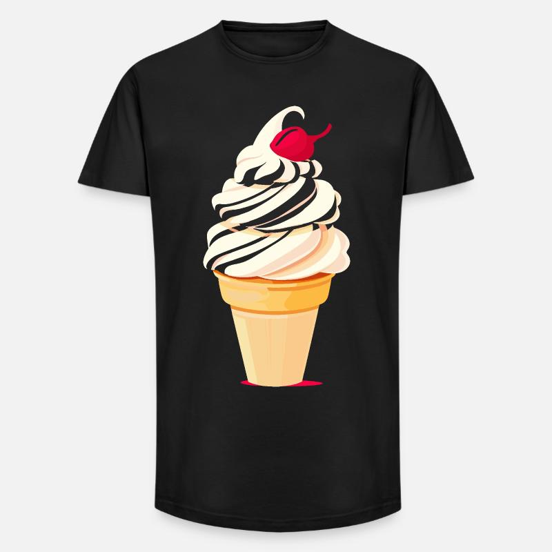 Eiscreme Tüte Grafik - Long Fit Männer T-Shirt - Schwarz