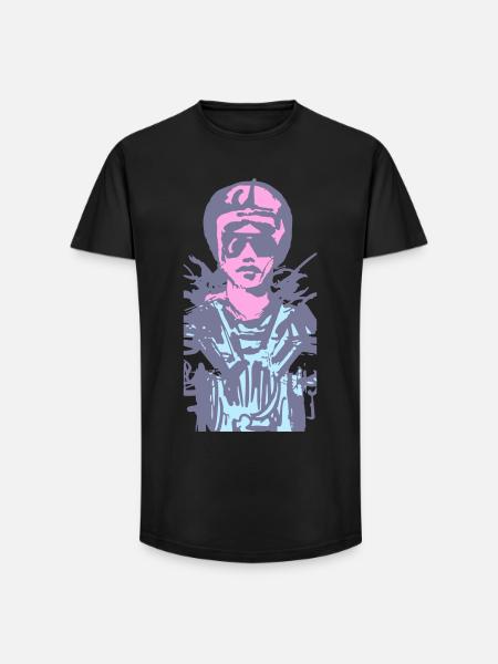 motarde - T-shirt coupe longue homme - noir