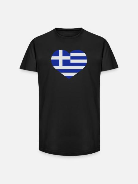 Griechenland Herzflagge - Long Fit Männer T-Shirt - Schwarz