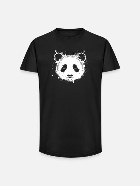 Tête de panda géant - T-shirt coupe longue homme - noir