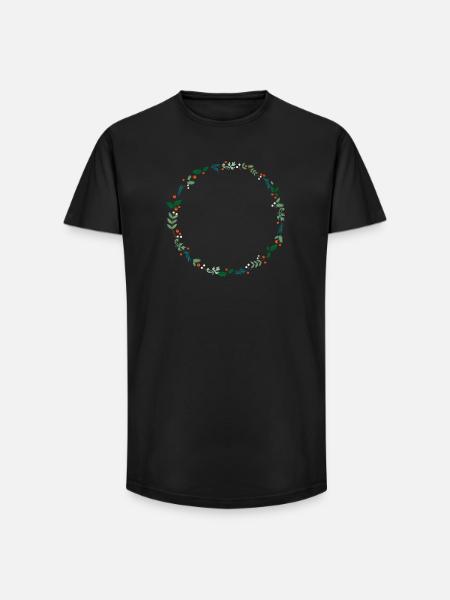 An evergreen wreath - Long Fit Men's T-Shirt - black