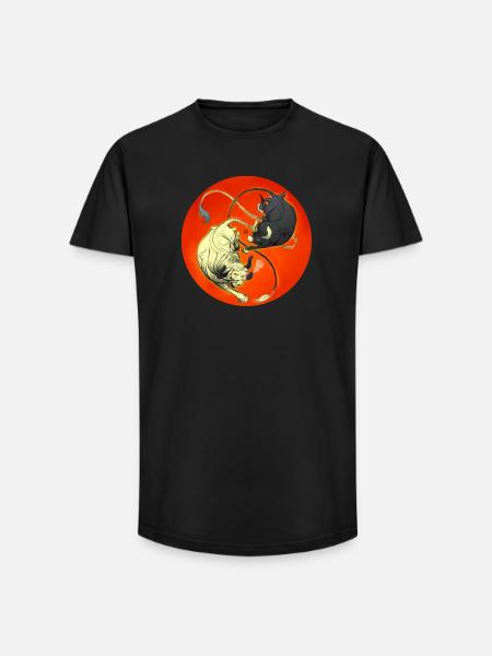 Stierduell im Feuerrad - Long Fit Männer T-Shirt - Schwarz