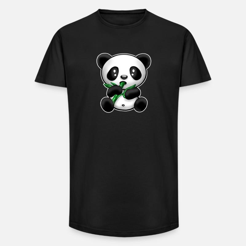 Panda mit Bambus - Long Fit Männer T-Shirt - Schwarz