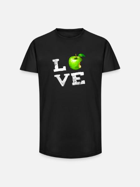 love fruit apple green bitten off icon pc nerd fun - Long Fit Men's T-Shirt - black