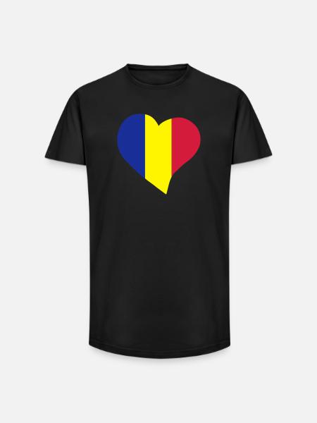Romanian heart - Long Fit Men's T-Shirt - black