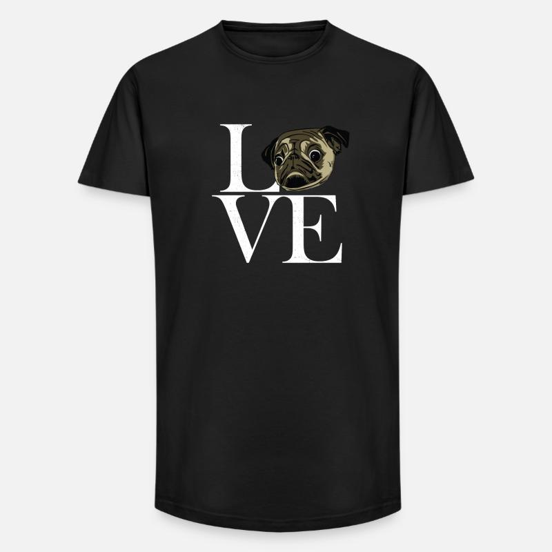 Mops white - Long Fit Männer T-Shirt - Schwarz