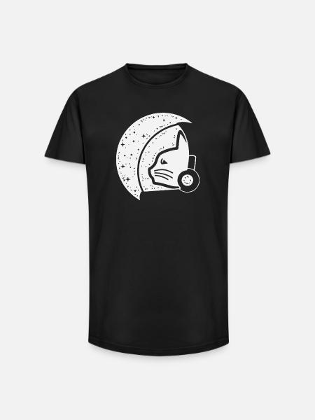Galactic Cat Astronaut Illustration - Long Fit Men's T-Shirt - black