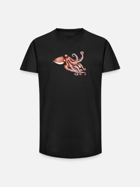 Octopus - Octopus vulgaris - Octopus Poulpe Pieuvre - Long Fit Men's T-Shirt - black