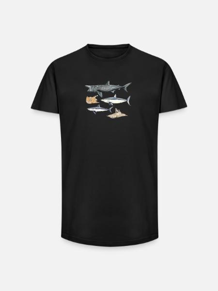 Requins - Requins - Requins - T-shirt coupe longue homme - noir