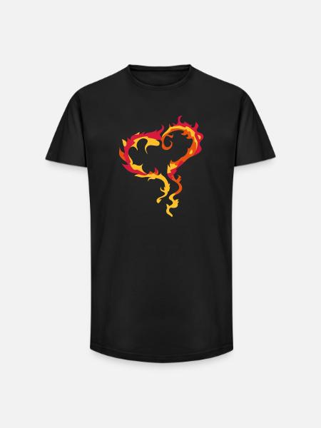 Heart of Flames - Long Fit Men's T-Shirt - black