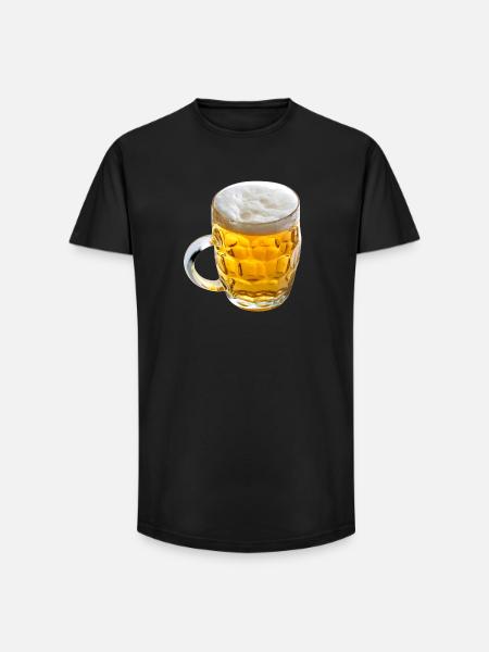 Goldenes Bierglas Motiv - Long Fit Männer T-Shirt - Schwarz