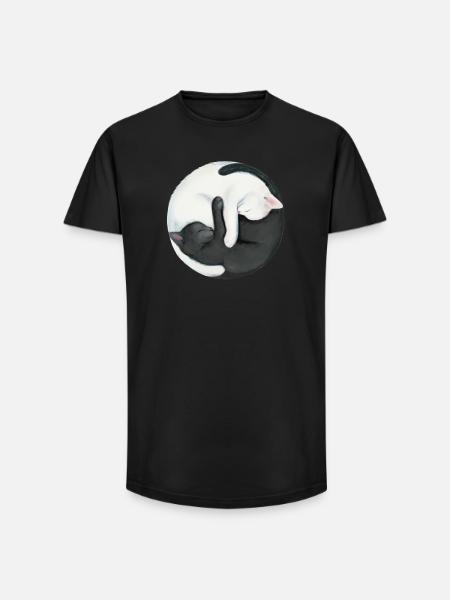 Yin Yang Balancing Cats - Long Fit Men's T-Shirt - black