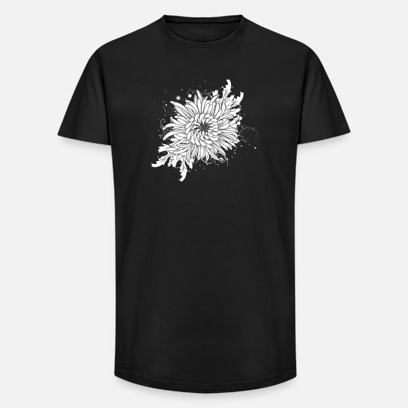 weiße Chrysantheme - Long Fit Männer T-Shirt - Schwarz