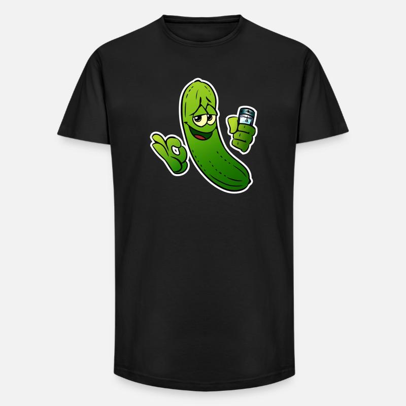 Gurkenheld Cartoon - Long Fit Männer T-Shirt - Schwarz