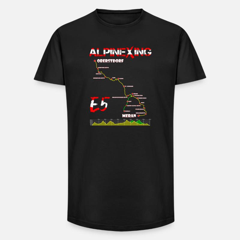 E5 Oberstdorf Meran - Long Fit Männer T-Shirt - Schwarz