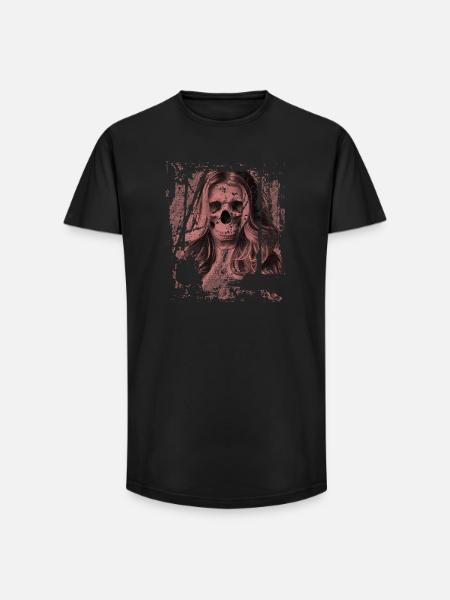 Skull fille rouge - T-shirt coupe longue homme - noir