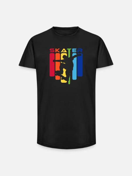 Skater Kids Rainbow Silhouette - Long Fit Men's T-Shirt - black