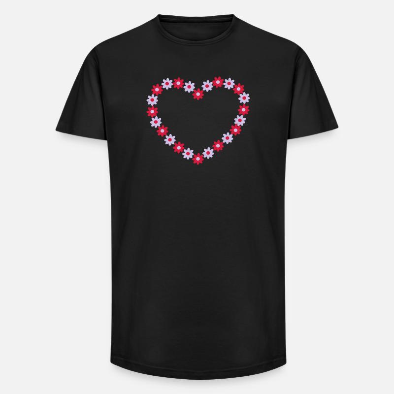 Blume Herz - Long Fit Männer T-Shirt - Schwarz