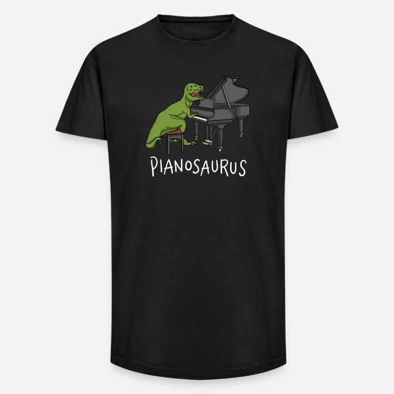 Pianosaurus Rex - Piano Playing Dinosaur - Long Fit Men's T-Shirt - black