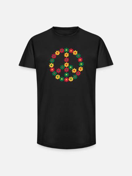 Rasta & Peace - Long Fit Men's T-Shirt - black