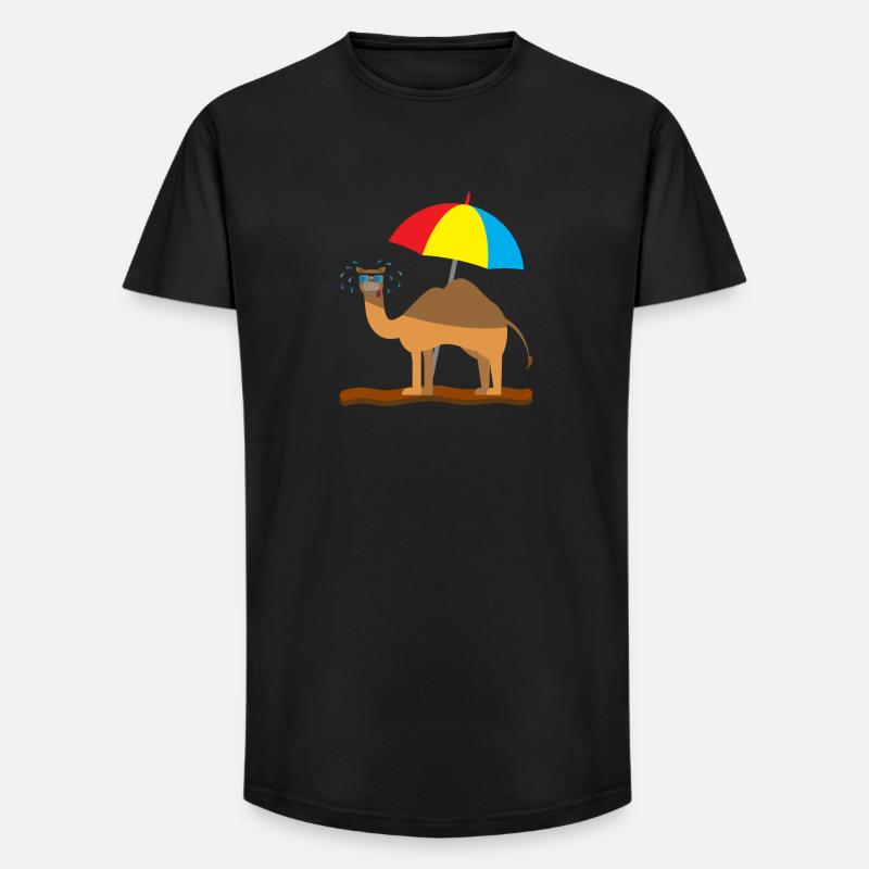 Kindershirt Kamel Kindermotiv schwitzendes Kamel - Long Fit Männer T-Shirt - Schwarz