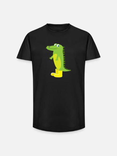 Kindermotiv Tiershirt grünes Krokodil Geschenkidee - Long Fit Männer T-Shirt - Schwarz