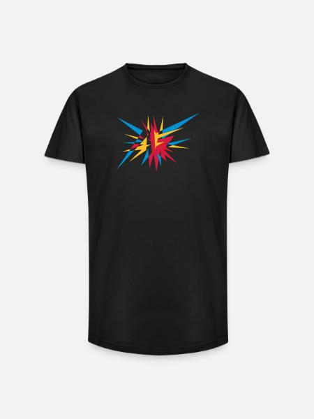 Explosion and rays - Long Fit Men's T-Shirt - black