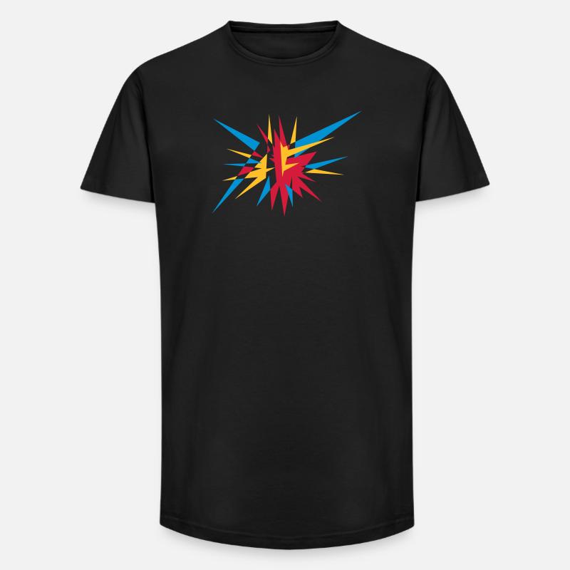 Explosion und Strahlen - Long Fit Männer T-Shirt - Schwarz