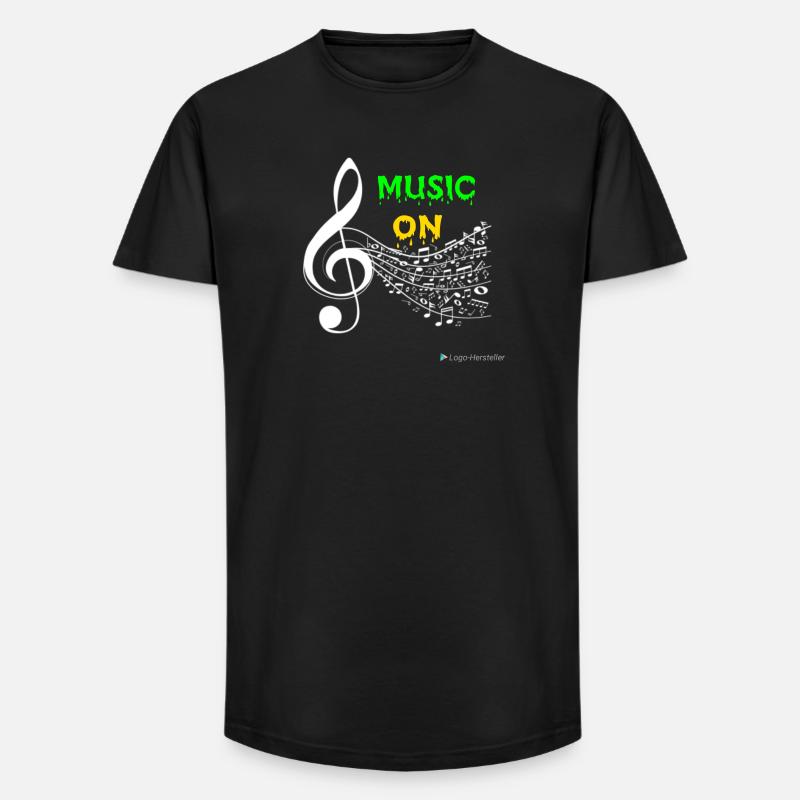 Music ON - Long Fit Männer T-Shirt - Schwarz