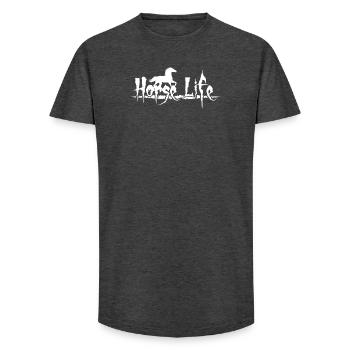Cheval chevaux cavalier balade galop poulain jument poule - T-shirt coupe longue homme - charbon - Devant - AI Model Male 185 light (185cm)