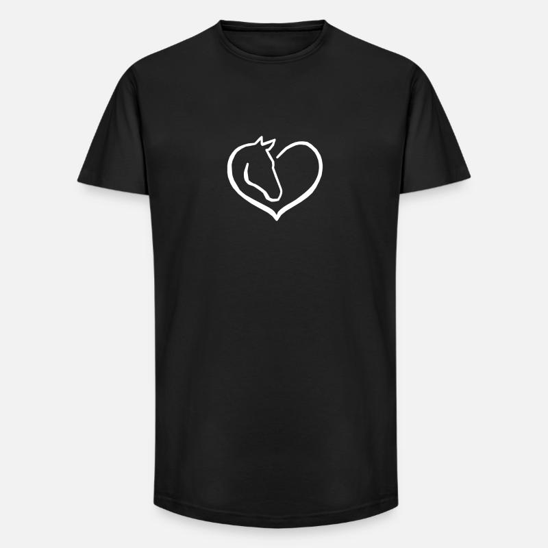 Pferd Herz Liebe Reiten Geschenk - Long Fit Männer T-Shirt - Schwarz