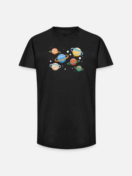 Saturn Planeten - Long Fit Männer T-Shirt - Schwarz